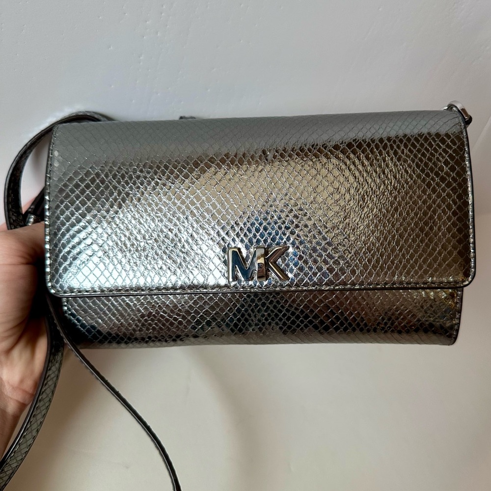 MICHAEL KORS Metallic Snake-Embossed Leather Wallet